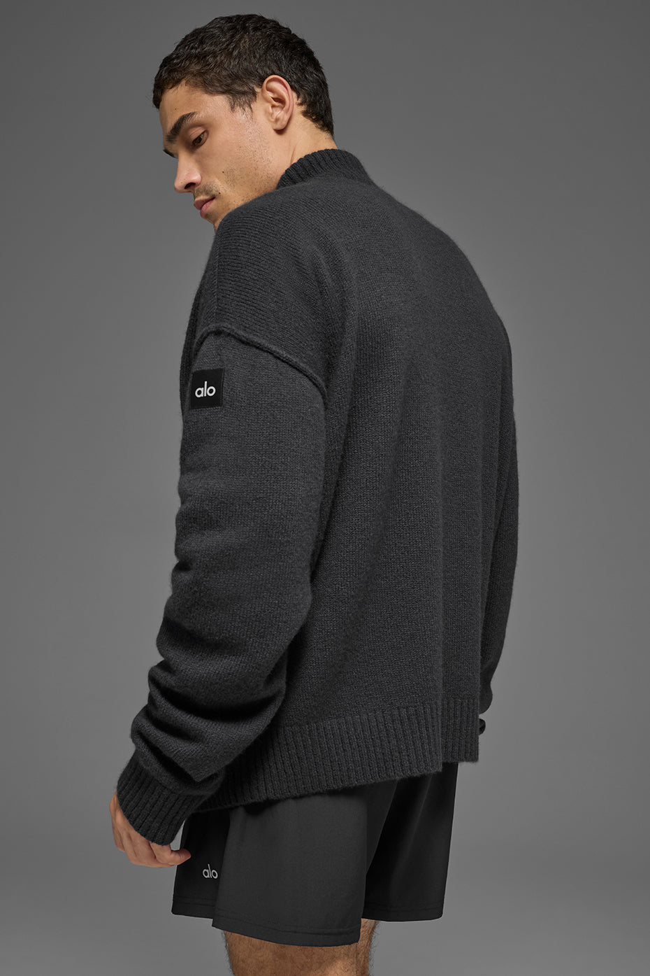 Wool Cashmere New Class 1/4 Zip Pullover - Black--2
