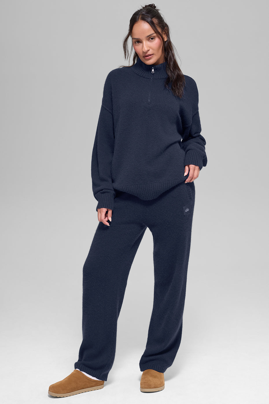 Wool Cashmere New Class 1/4 Zip Pullover - Navy--4