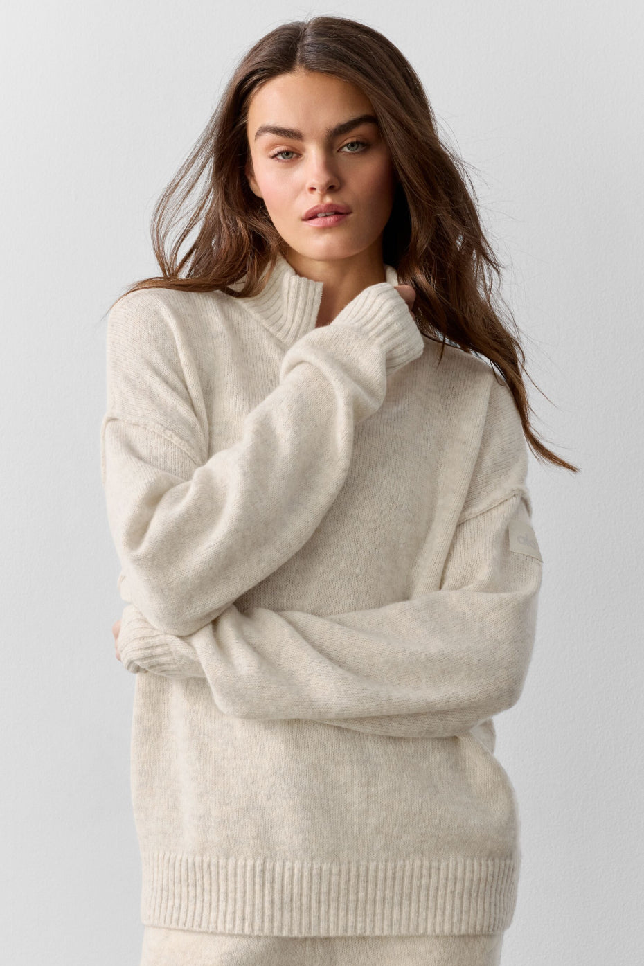 Wool Cashmere New Class 1/4 Zip Pullover - Oatmeal Heather--2