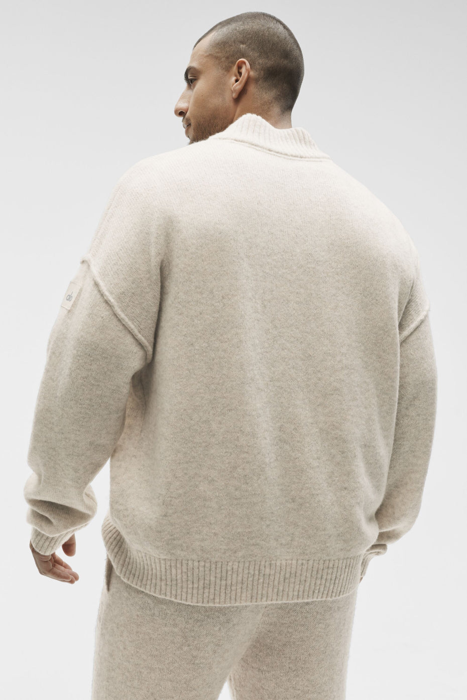 Wool Cashmere New Class 1/4 Zip Pullover - Oatmeal Heather--1