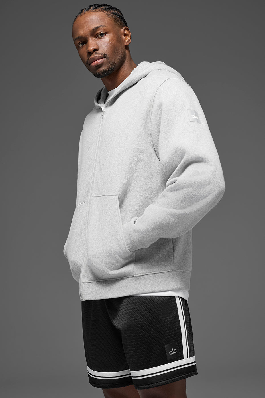Renown Heavy Weight Full Zip Hoodie - Athletic Heather Grey--3