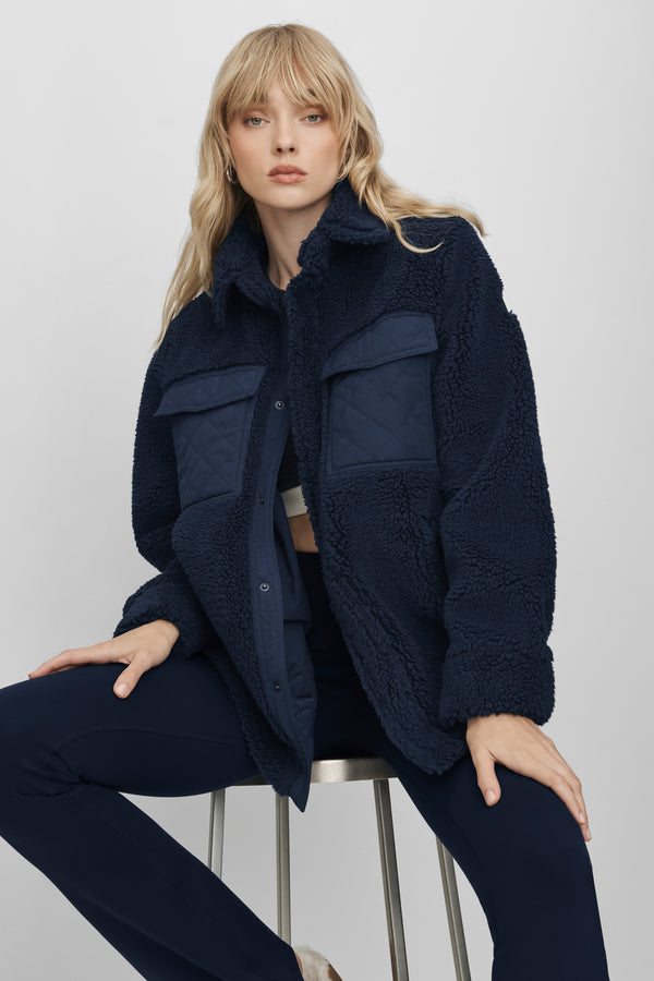 Sherpa Edge Shacket - Navy