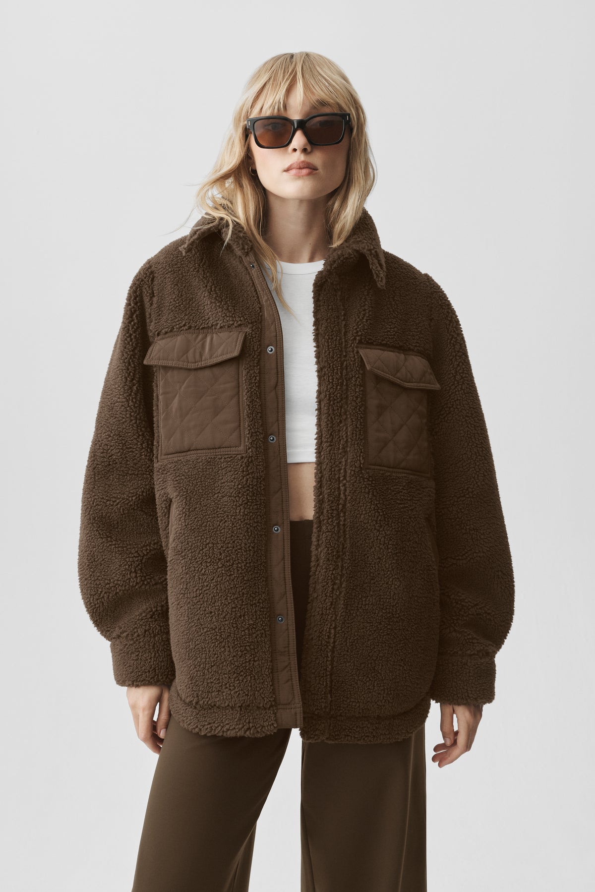 Sherpa Edge Shacket - Espresso--2