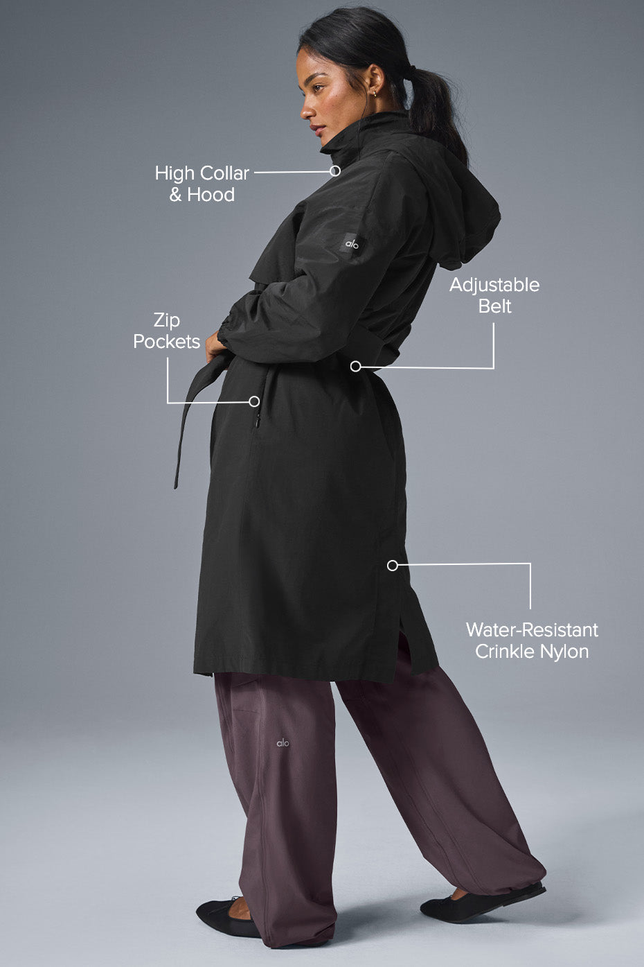Crinkle On The Move Trench - Black--1