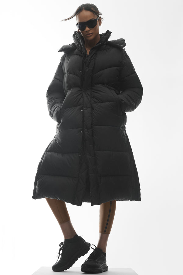 Gold Rush Puffer Trench - Black