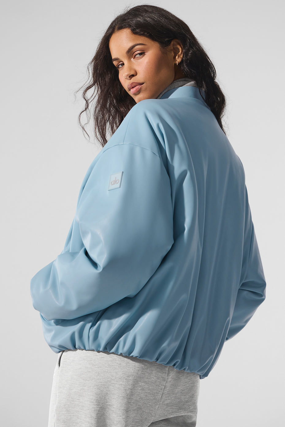 Faux Leather Premier Bomber - Celestial Blue--1