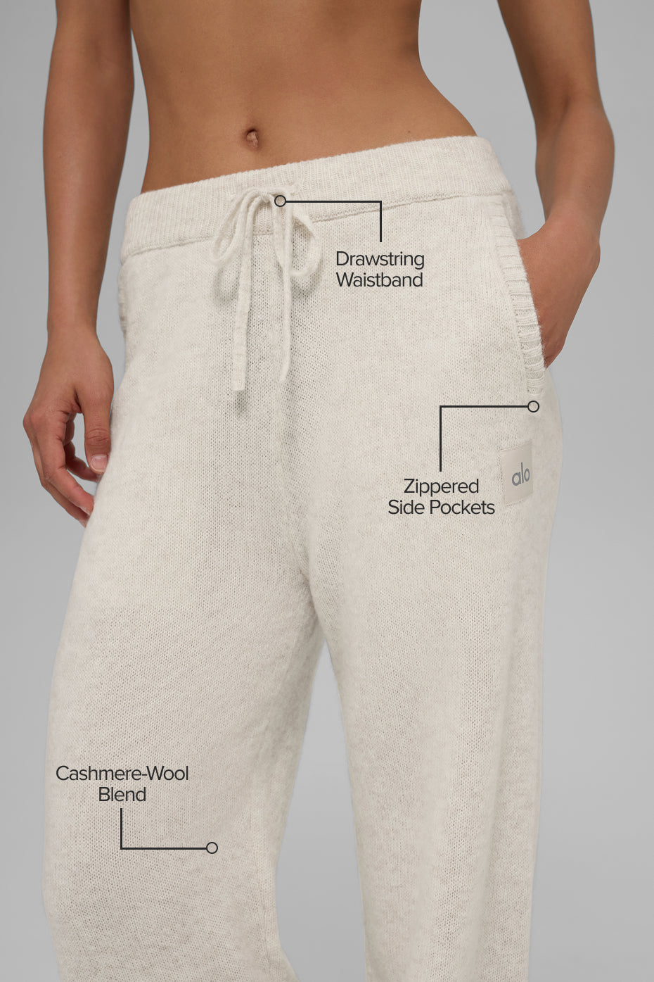 Wool Cashmere New Class Sweatpant - Bone Heather--1