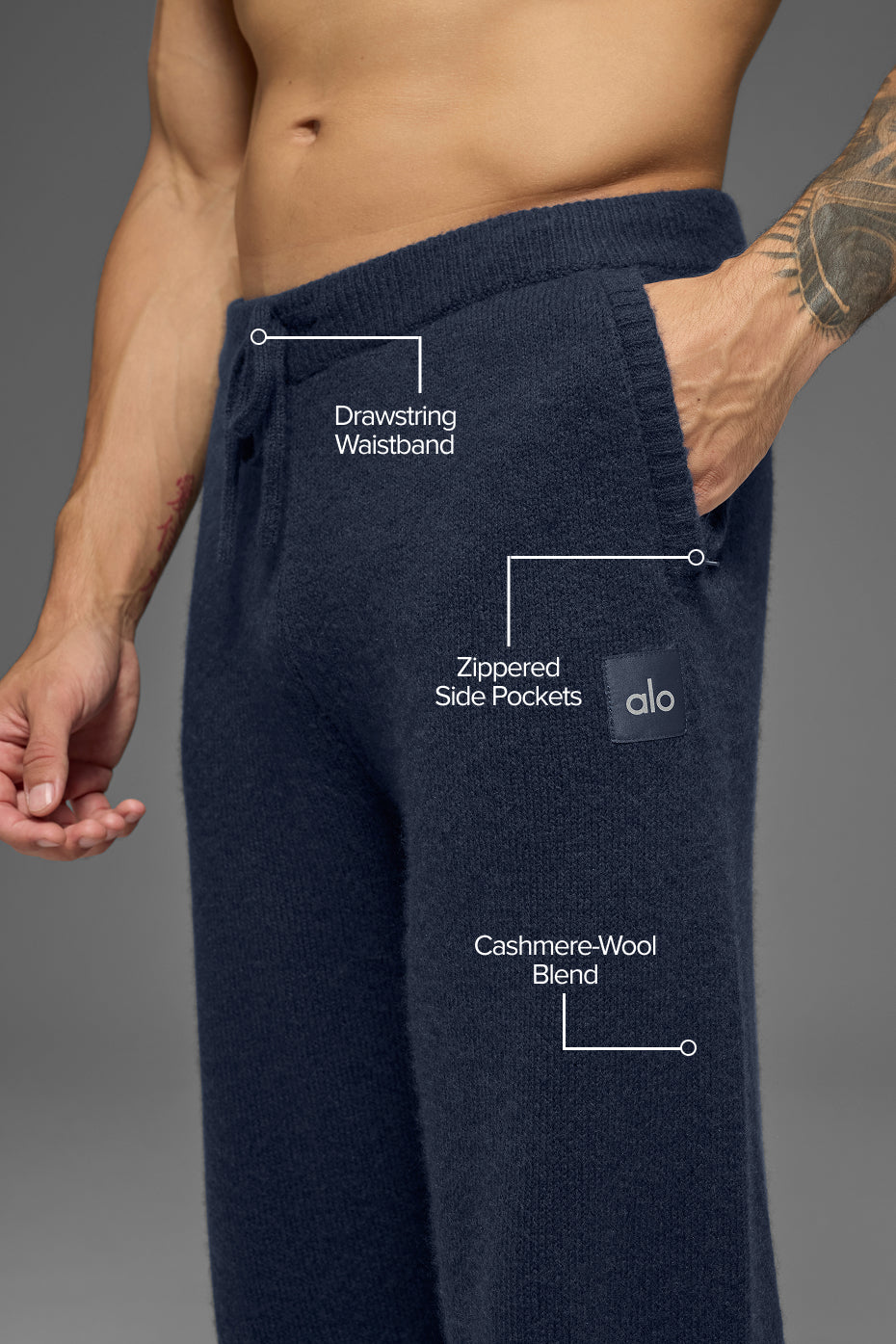 Wool Cashmere New Class Sweatpant - Navy--1