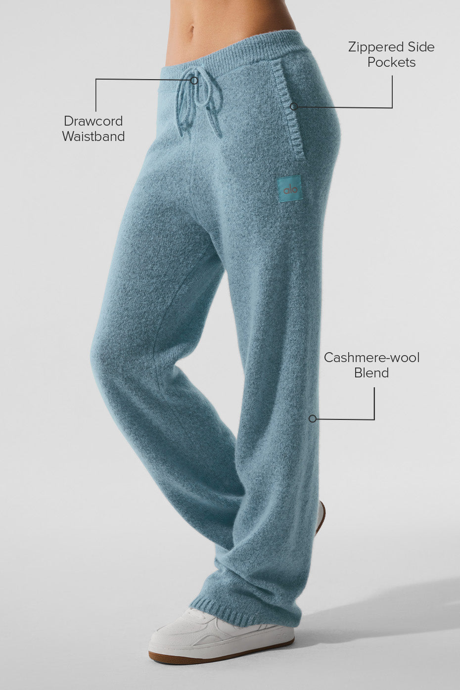 Wool Cashmere New Class Sweatpant - Celestial Blue Granite Heather--1