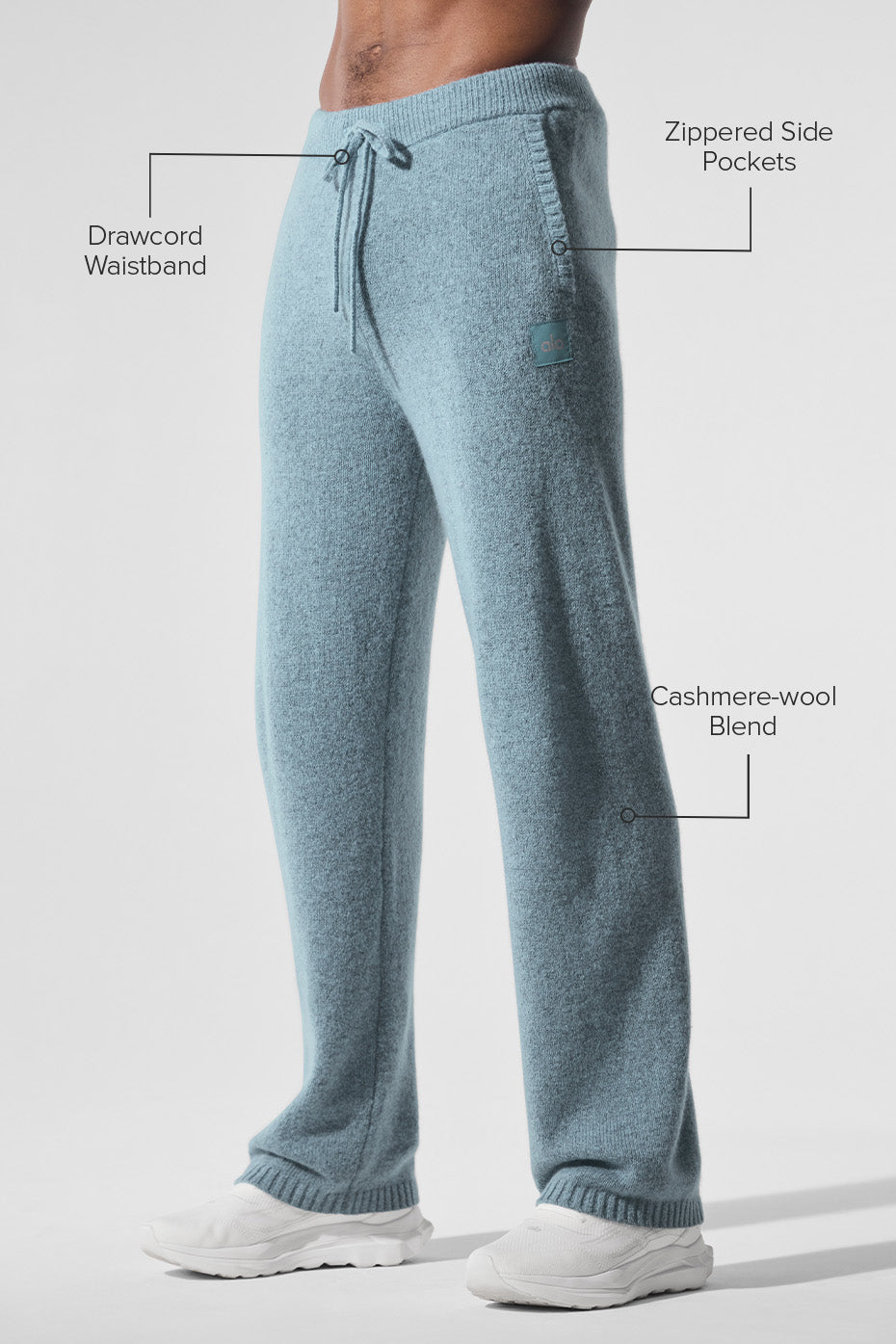 Wool Cashmere New Class Sweatpant - Celestial Blue Granite Heather--1