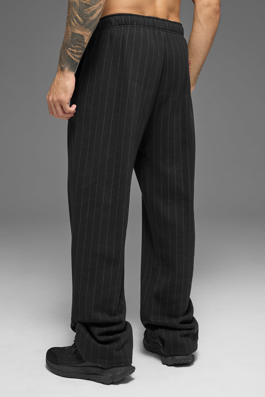 Pinstripe Straight Leg Sweatpant - Black Pinstripe--3