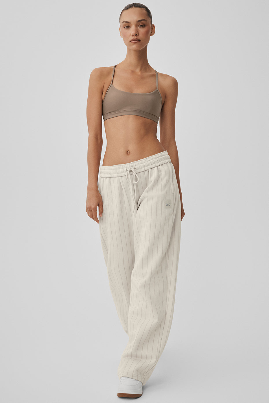 Pinstripe Straight Leg Sweatpant - Bone Pinstripe--4
