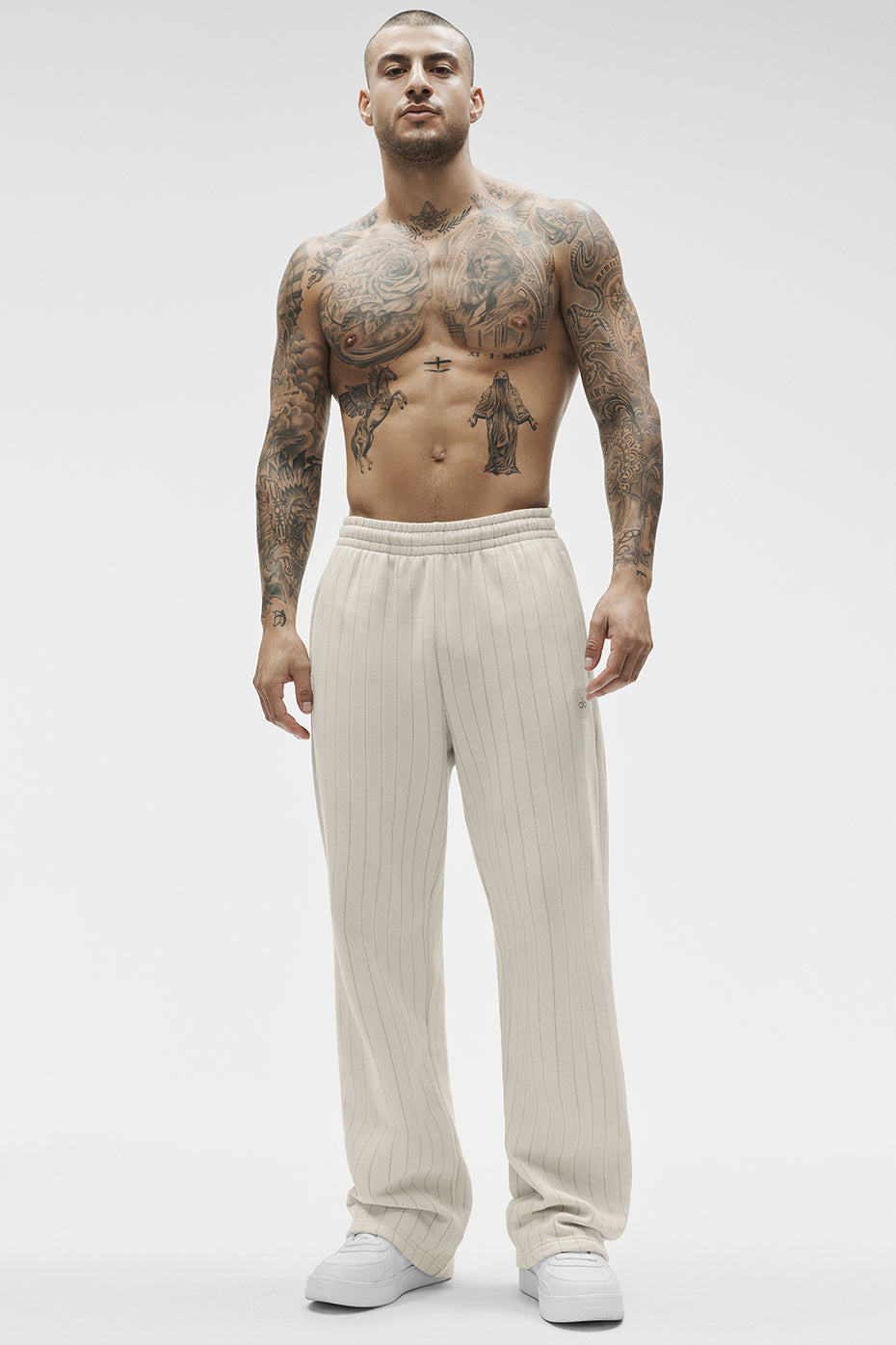 Pinstripe Straight Leg Sweatpant - Bone Pinstripe--5