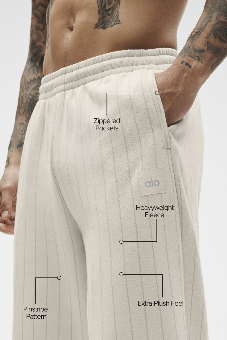 Pinstripe Straight Leg Sweatpant - Bone Pinstripe--1