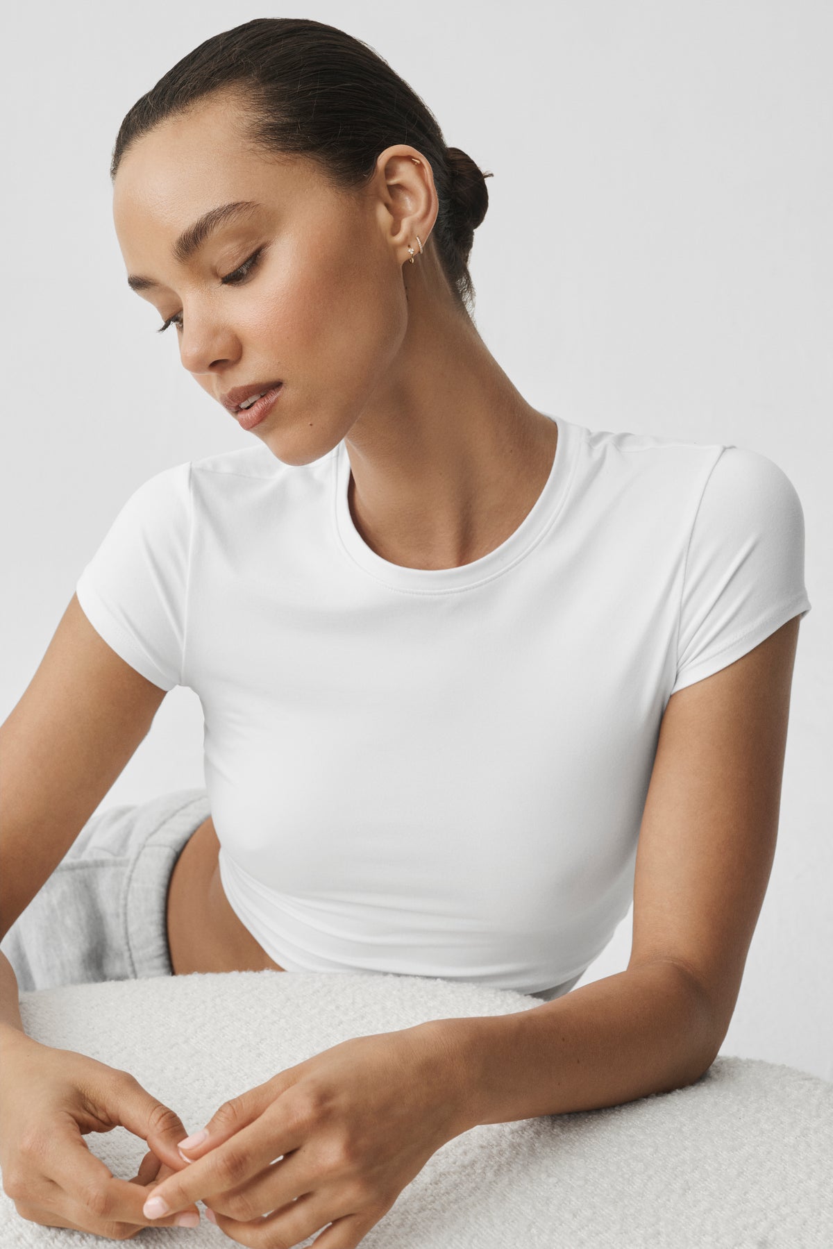 Alosoft Crop Finesse Short Sleeve - White--4