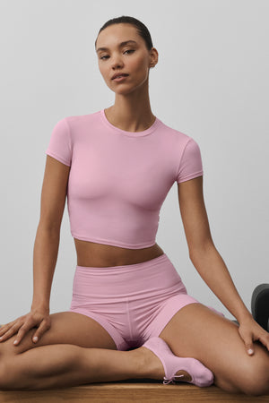 Alosoft Crop Finesse Short Sleeve - Pink Marshmallow