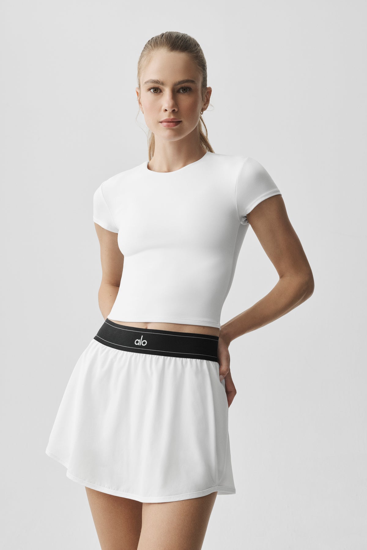 ALO Softsculpt Precision Short Sleeve Top - White--3