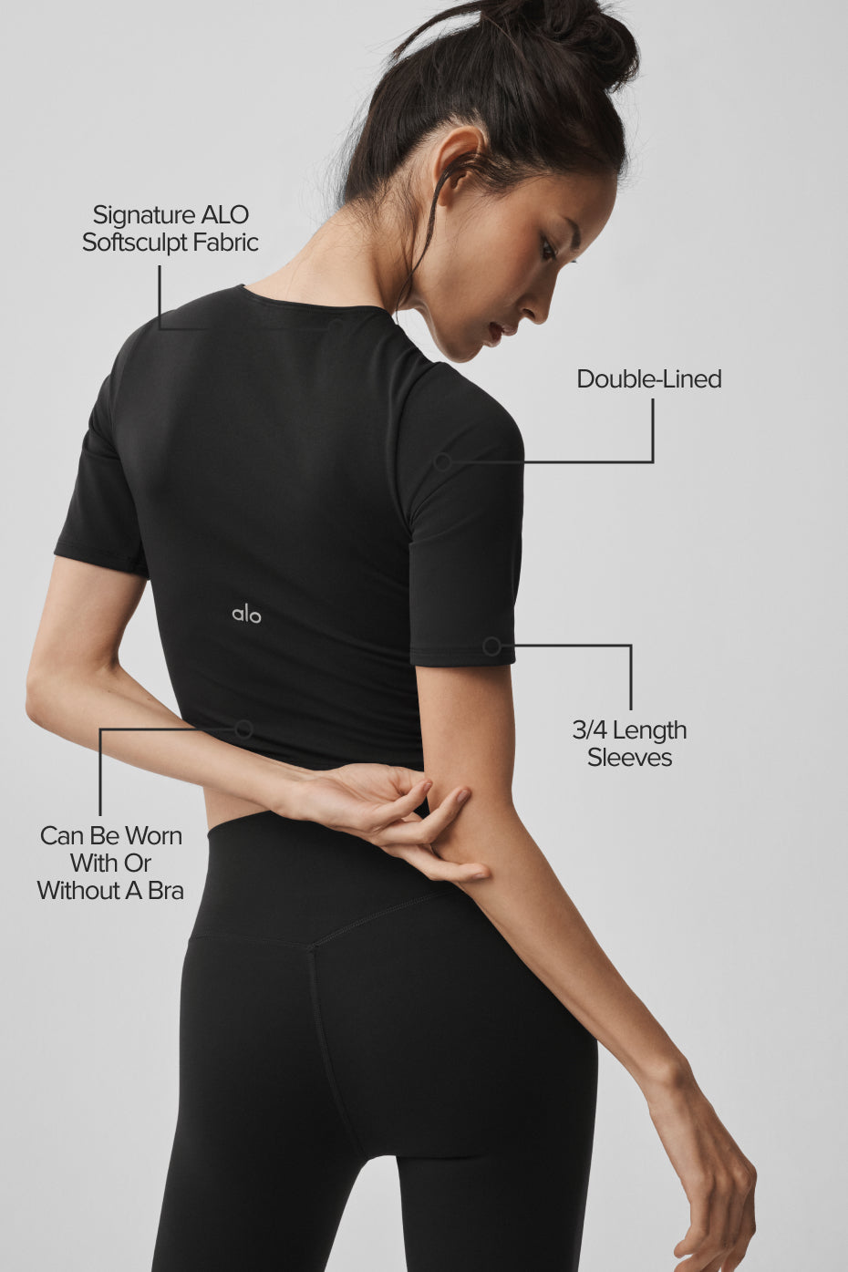 ALO Softsculpt Precision Half Sleeve Tee - Black--1