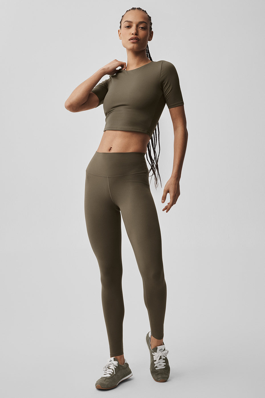 ALO Softsculpt Precision Half Sleeve Tee - Olive Tree--4