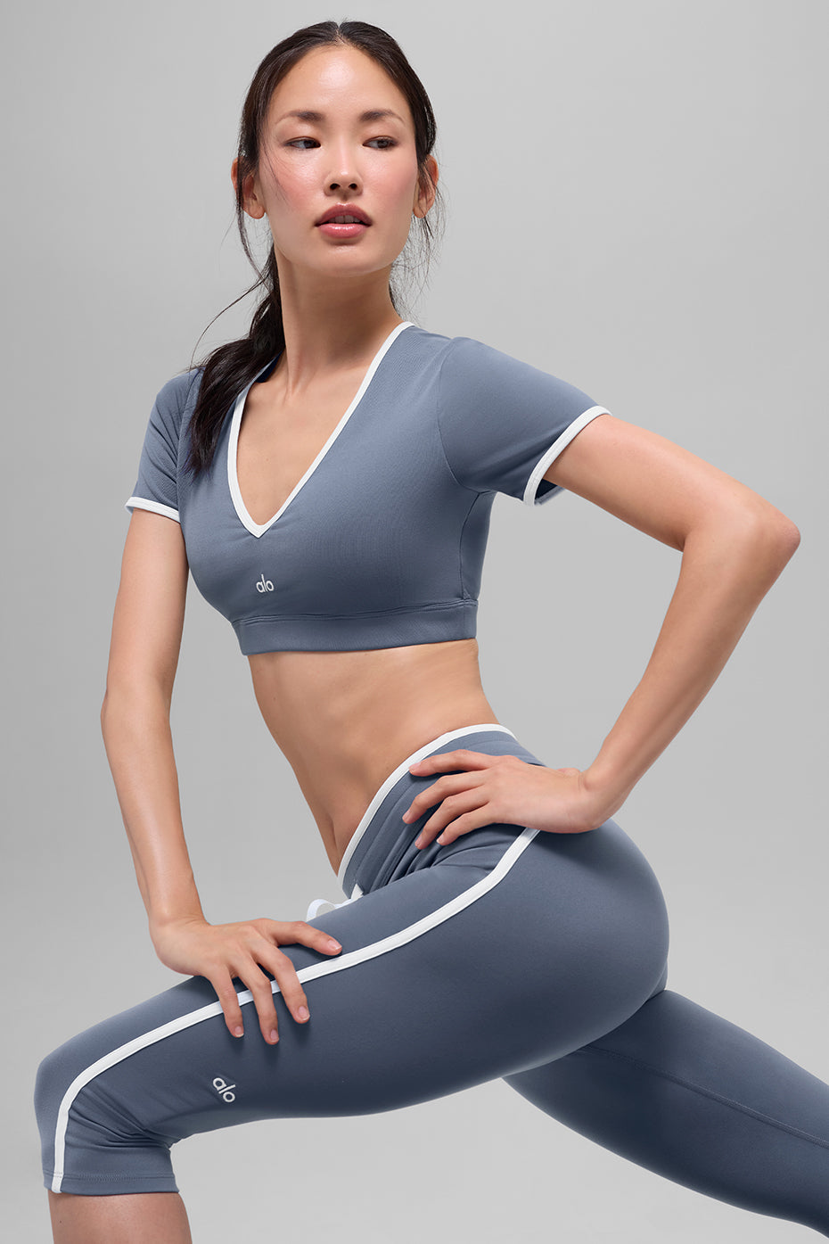 Airbrush Race Pace Short Sleeve - Bluestone/White--3