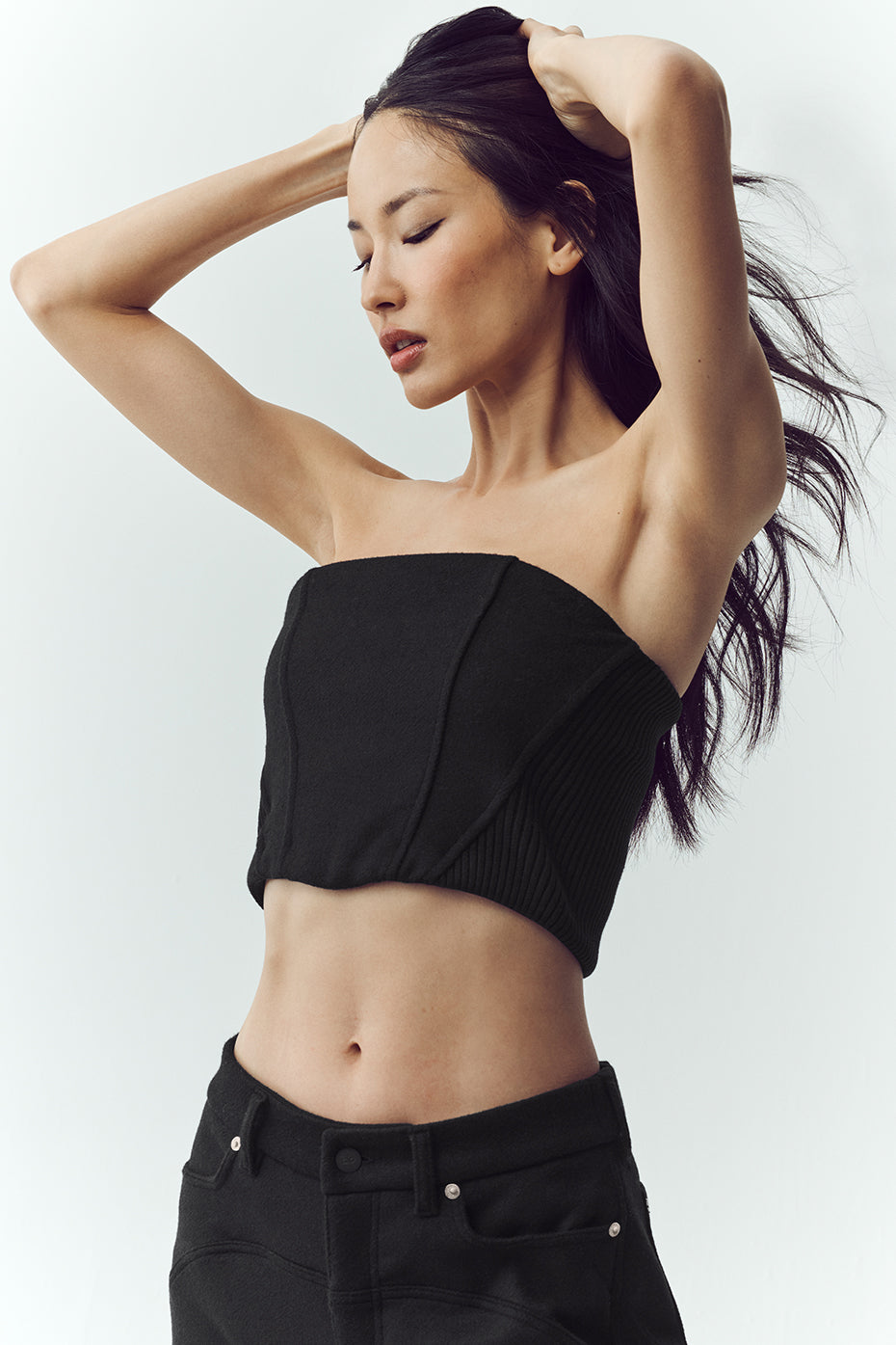 Wool Blend Nightcap Corset Top - Black--2
