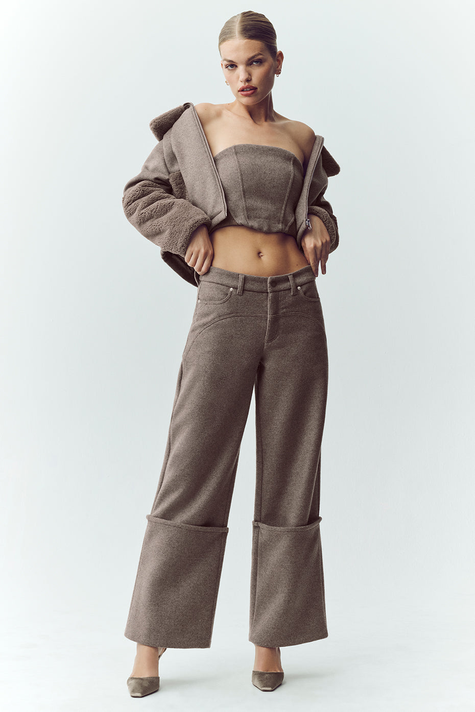 Wool Blend Nightcap Corset Top - Alpine Cocoa Heather--3