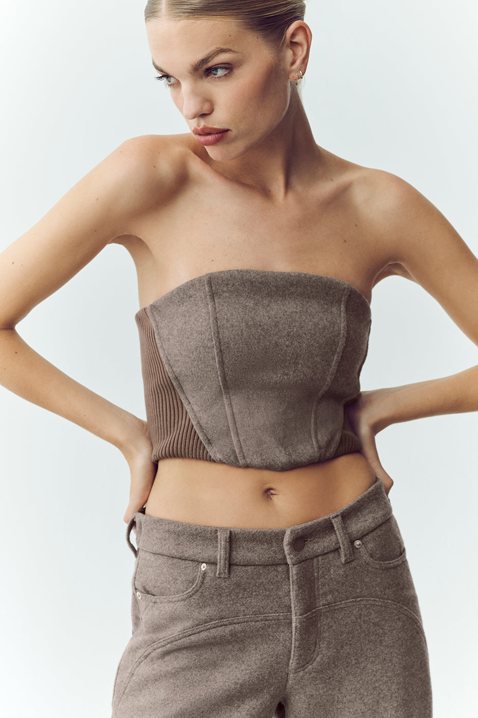 Wool Blend Nightcap Corset Top - Alpine Cocoa Heather--0