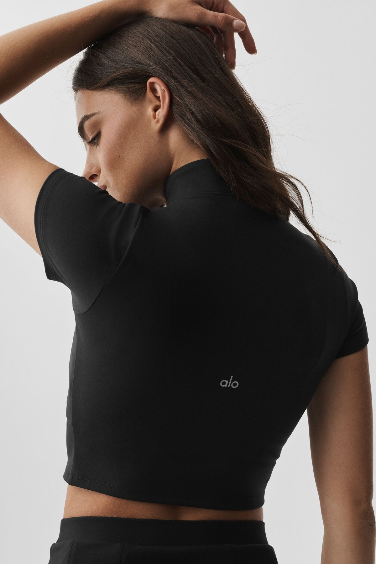 ALO Softsculpt Full Zip Short Sleeve - Black--3