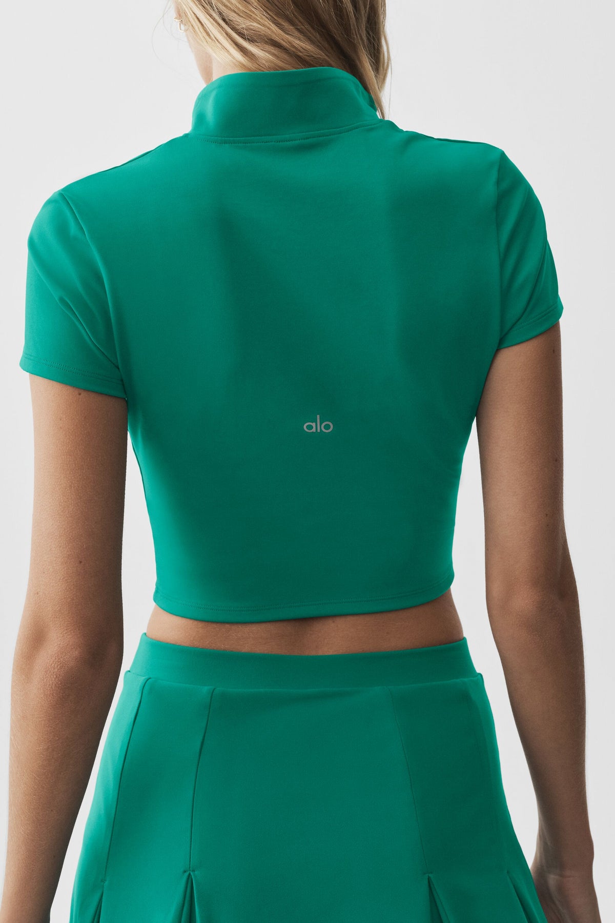 ALO Softsculpt Full Zip Short Sleeve - Emerald Isle--3