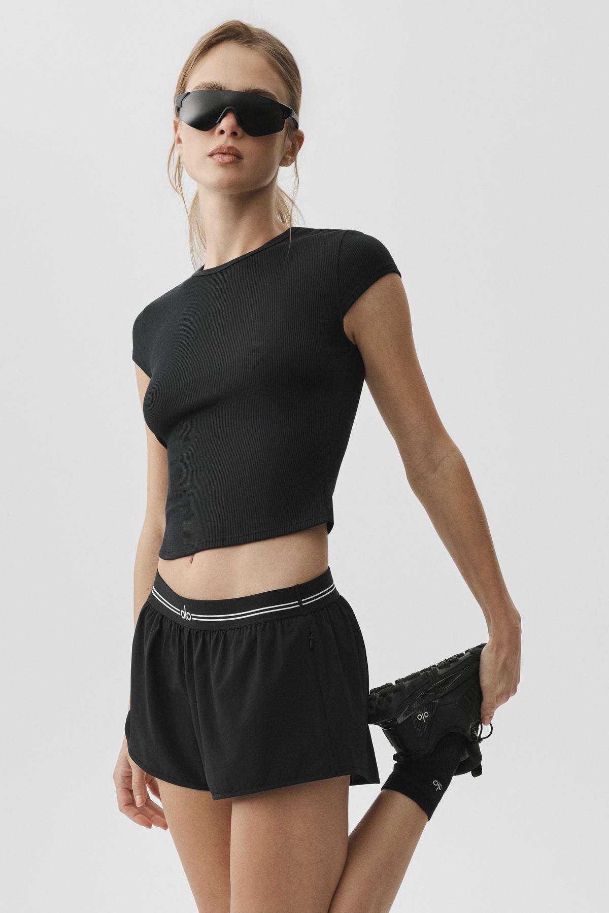 Ribbed Modal Cap Sleeve Top - Black--2