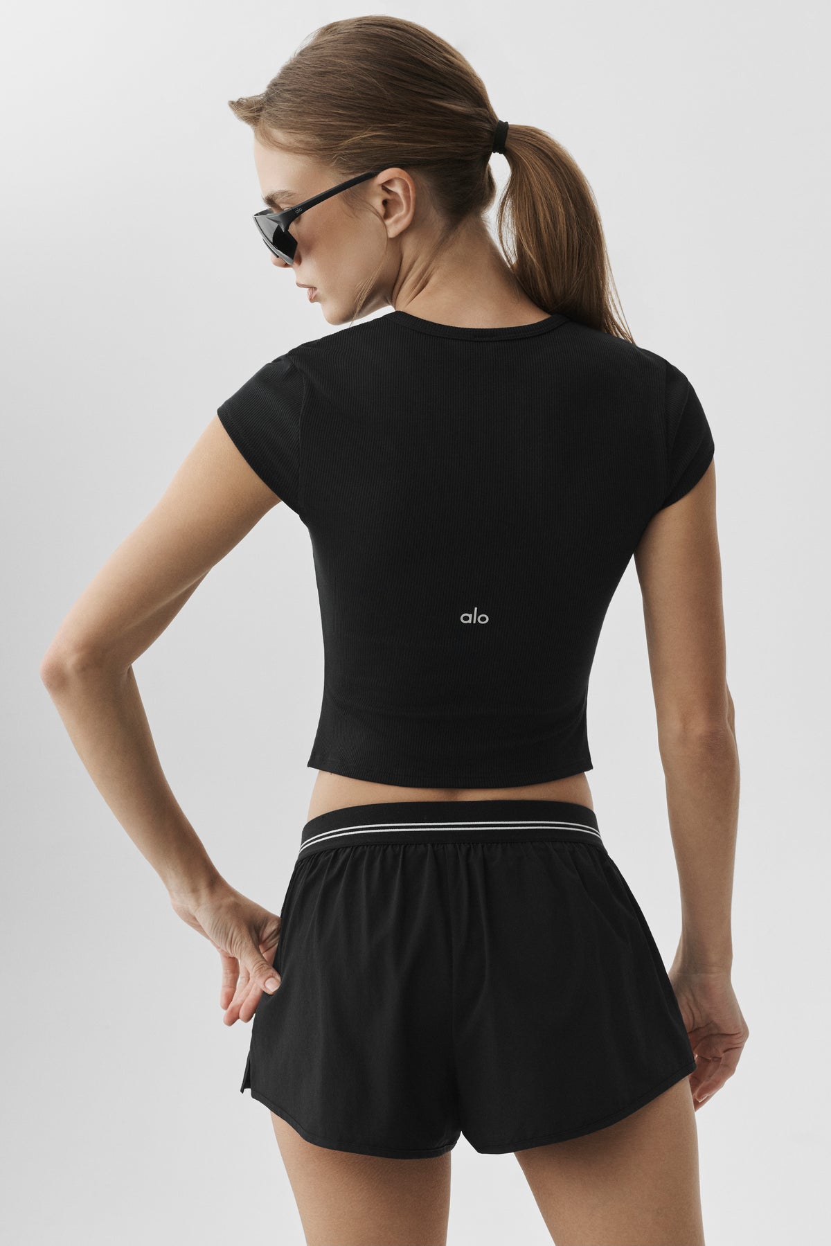 Ribbed Modal Cap Sleeve Top - Black--1