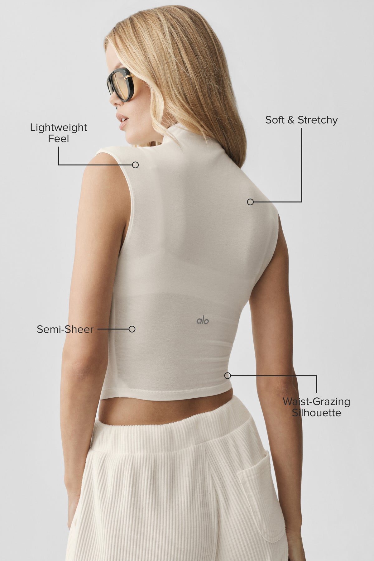 Semi Sheer Mock Neck Oasis Tank - Ivory--1