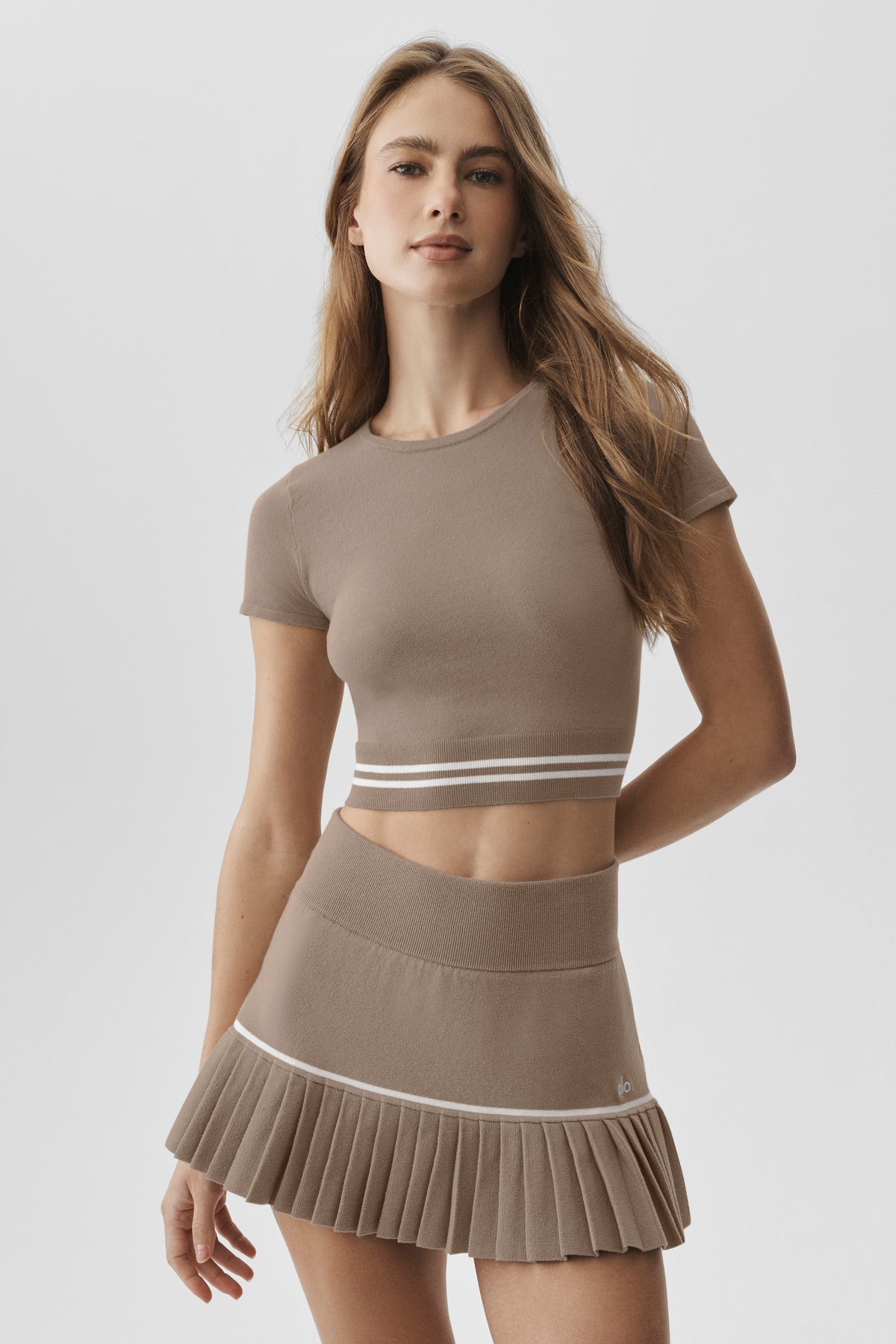 Scholar Knit My Serve Short Sleeve - Gravel/White--0