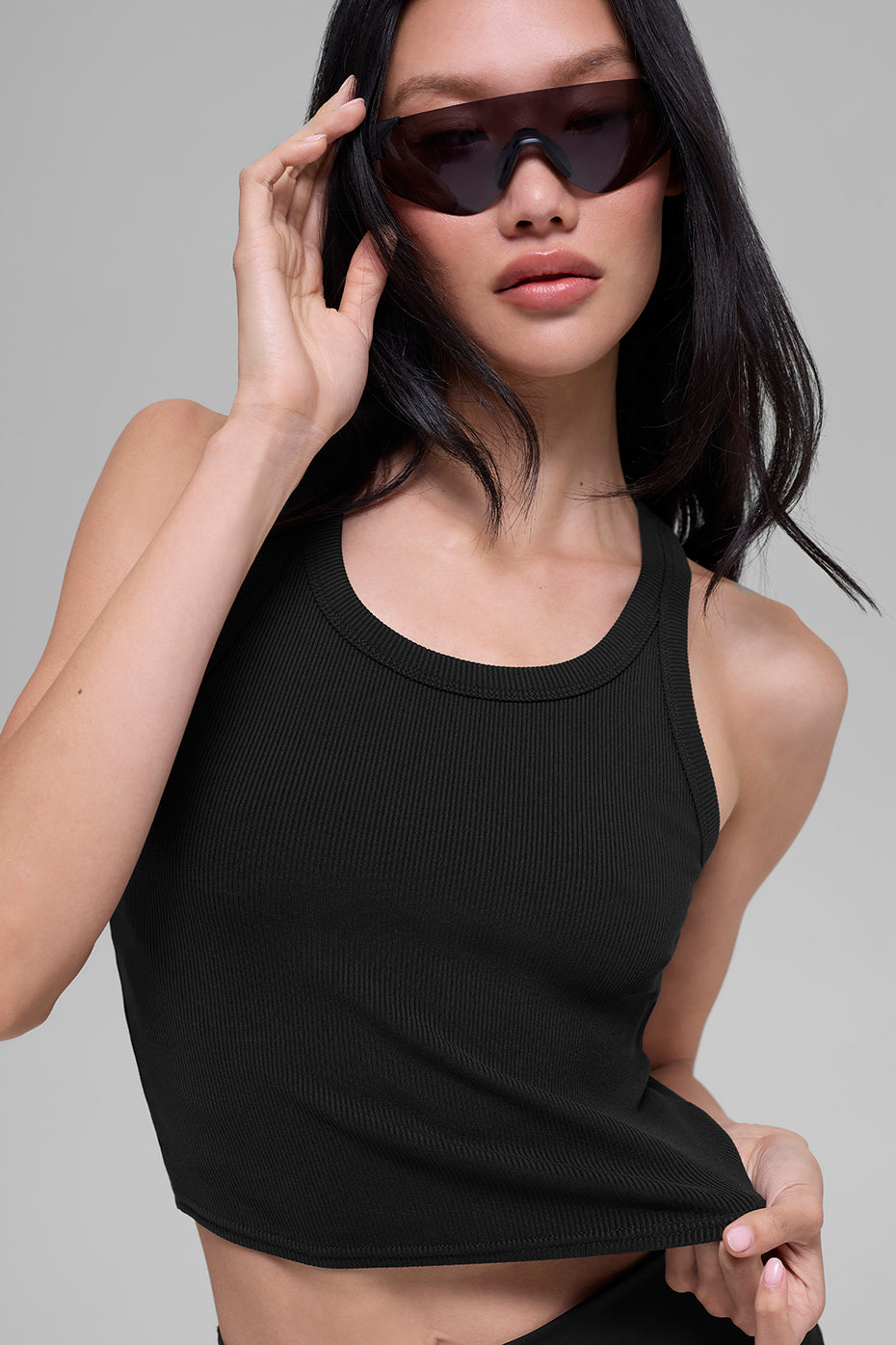 Goddess Ribbed Go-To Tank - Black--2