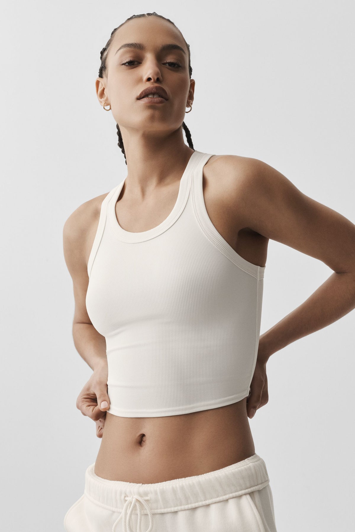 Goddess Ribbed Go-To Tank - Ivory--0