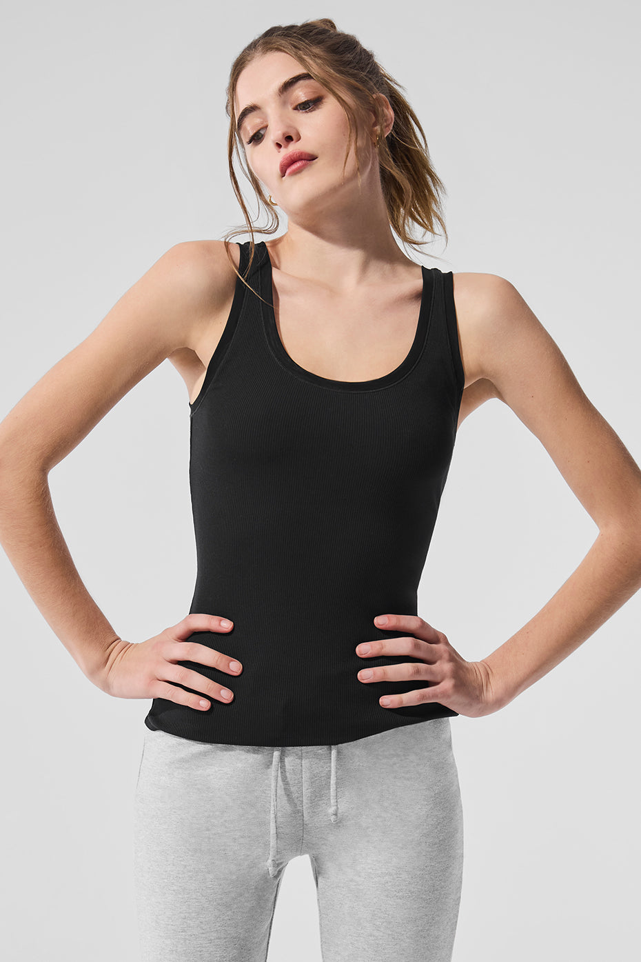 Ribbed Mesh Secret Tank - Black--0