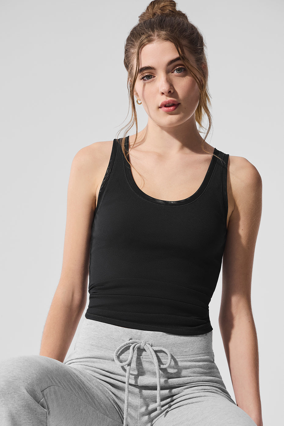 Ribbed Mesh Secret Tank - Black--4