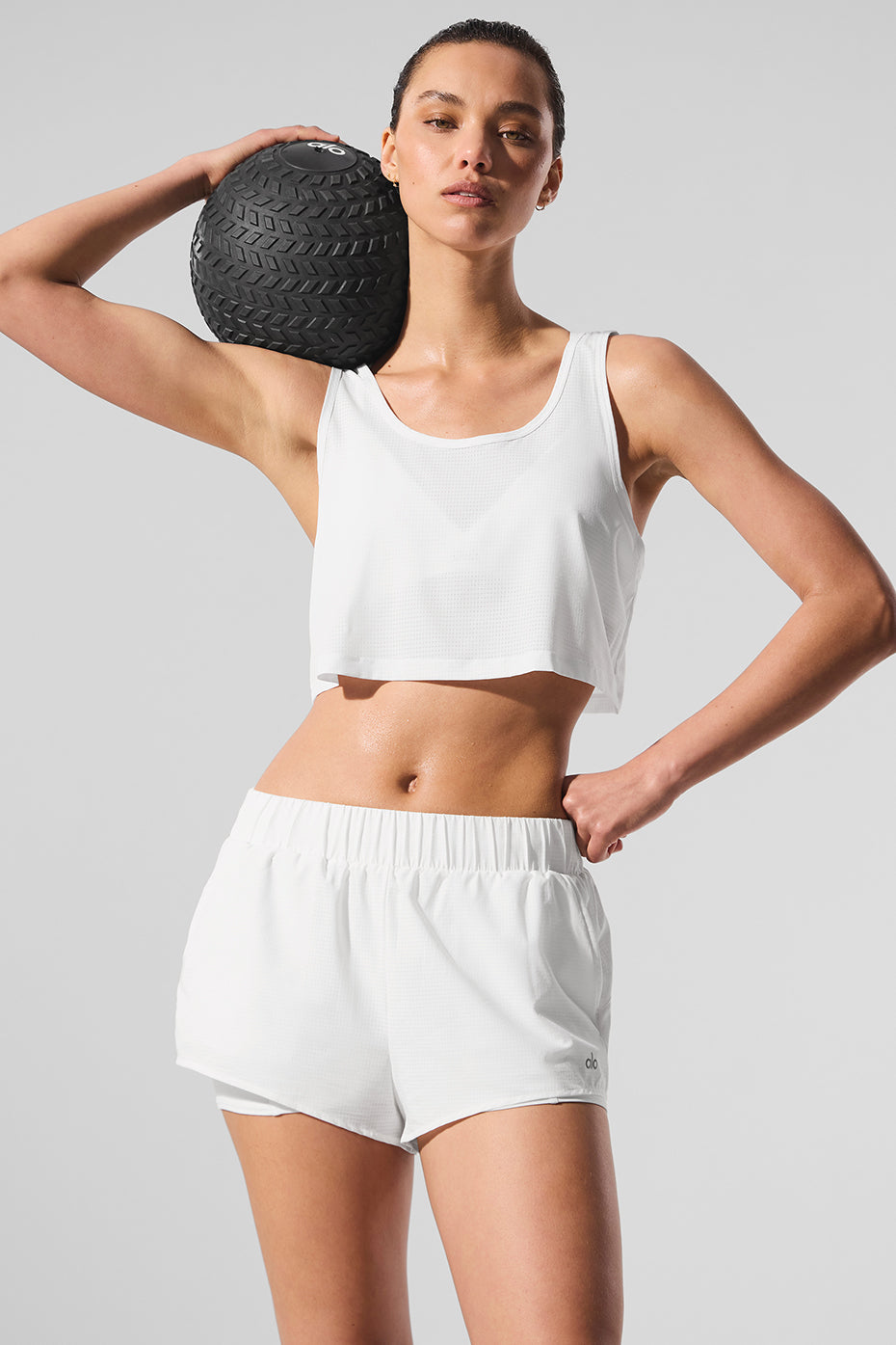 Cropped Sport Star Tank - White--0
