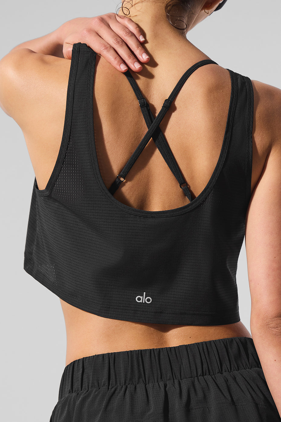 Cropped Sport Star Tank - Black--3