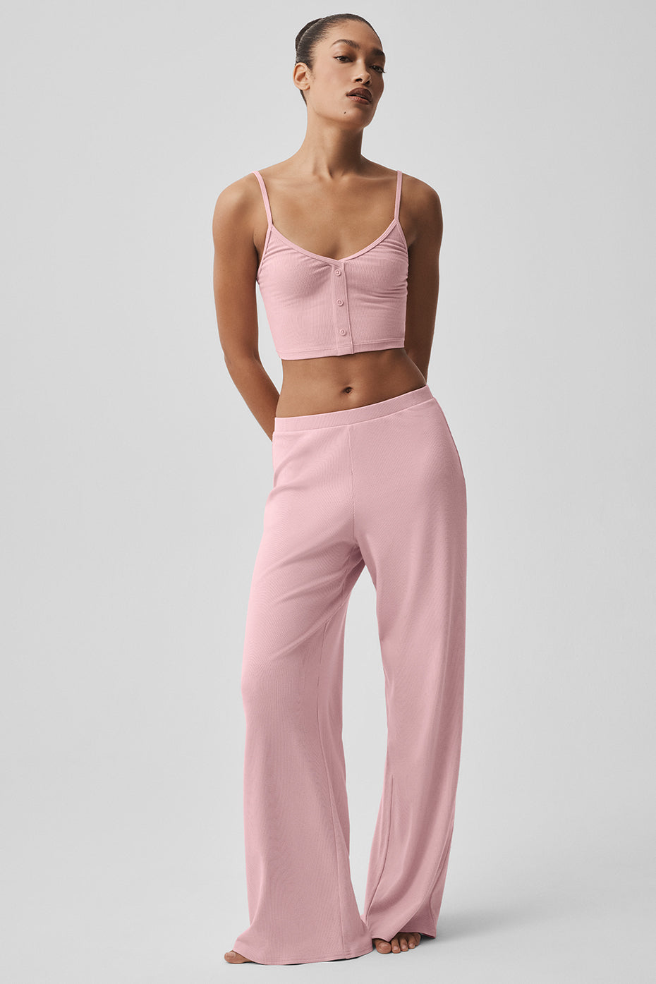 Ribbed Delicate Lounge Tank - Vintage Pink--4