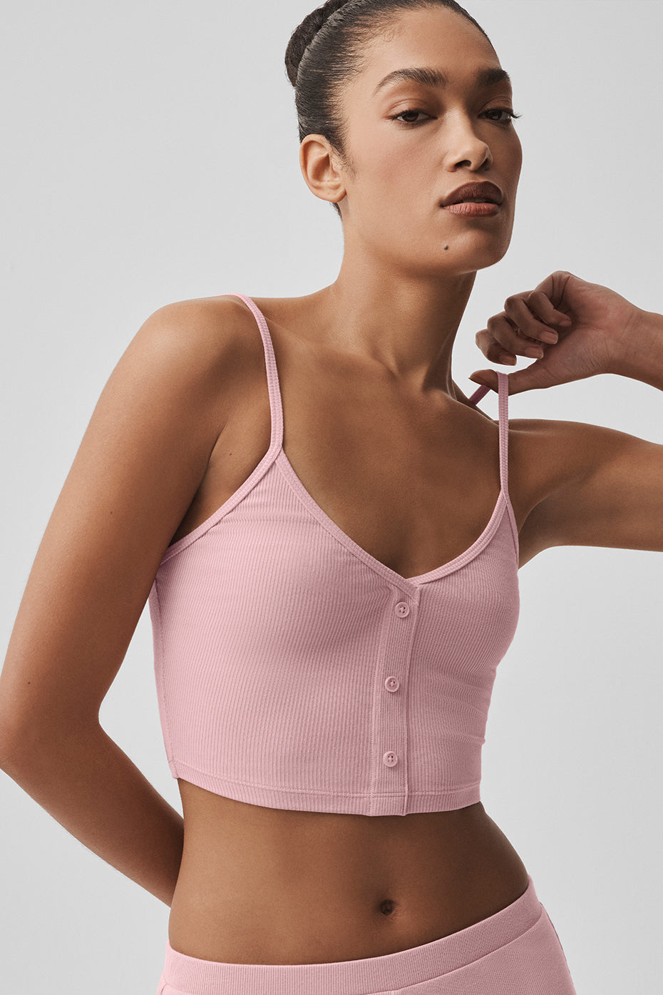 Ribbed Delicate Lounge Tank - Vintage Pink--1