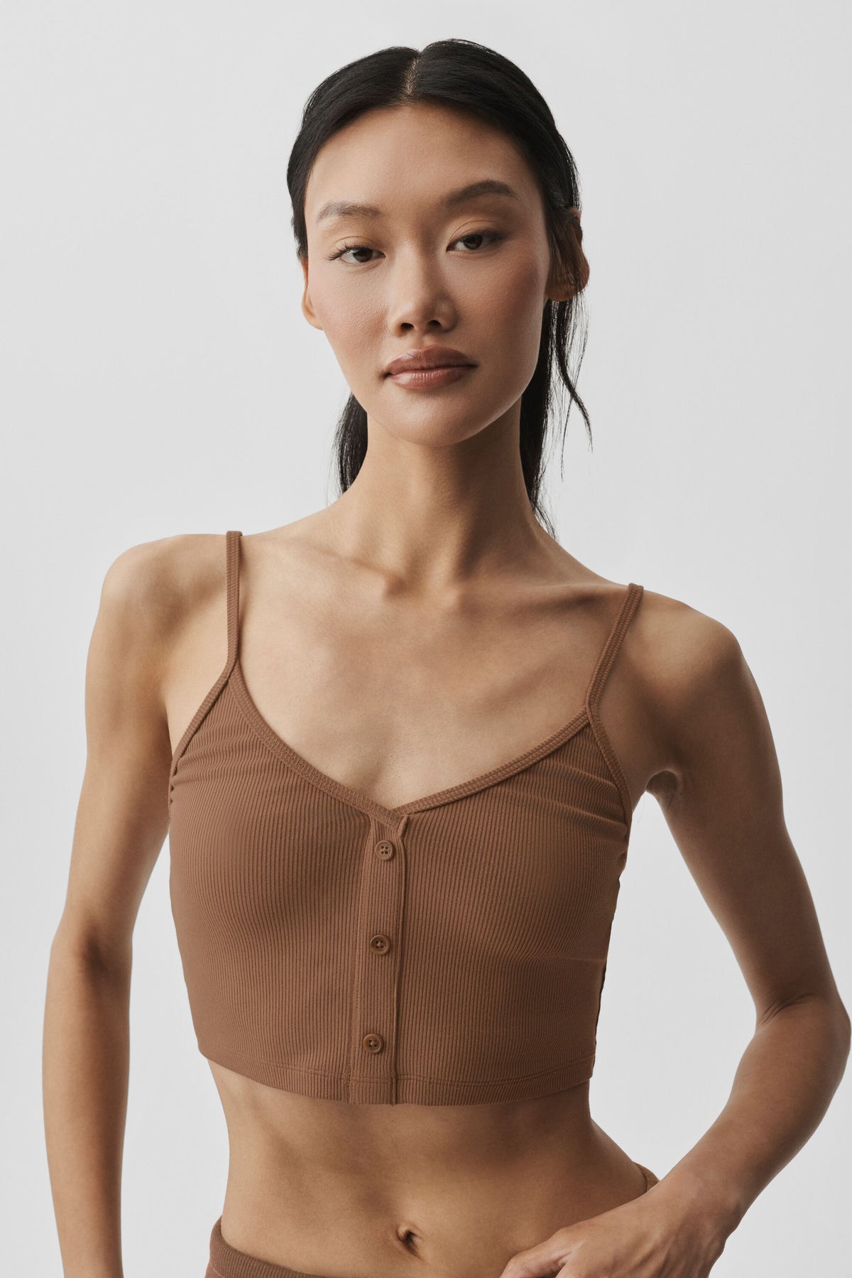 Ribbed Delicate Lounge Tank - Sun Kissed Brown--2