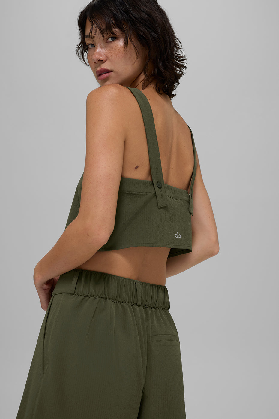 Cropped Dreamscape Tank - Green Olive--1