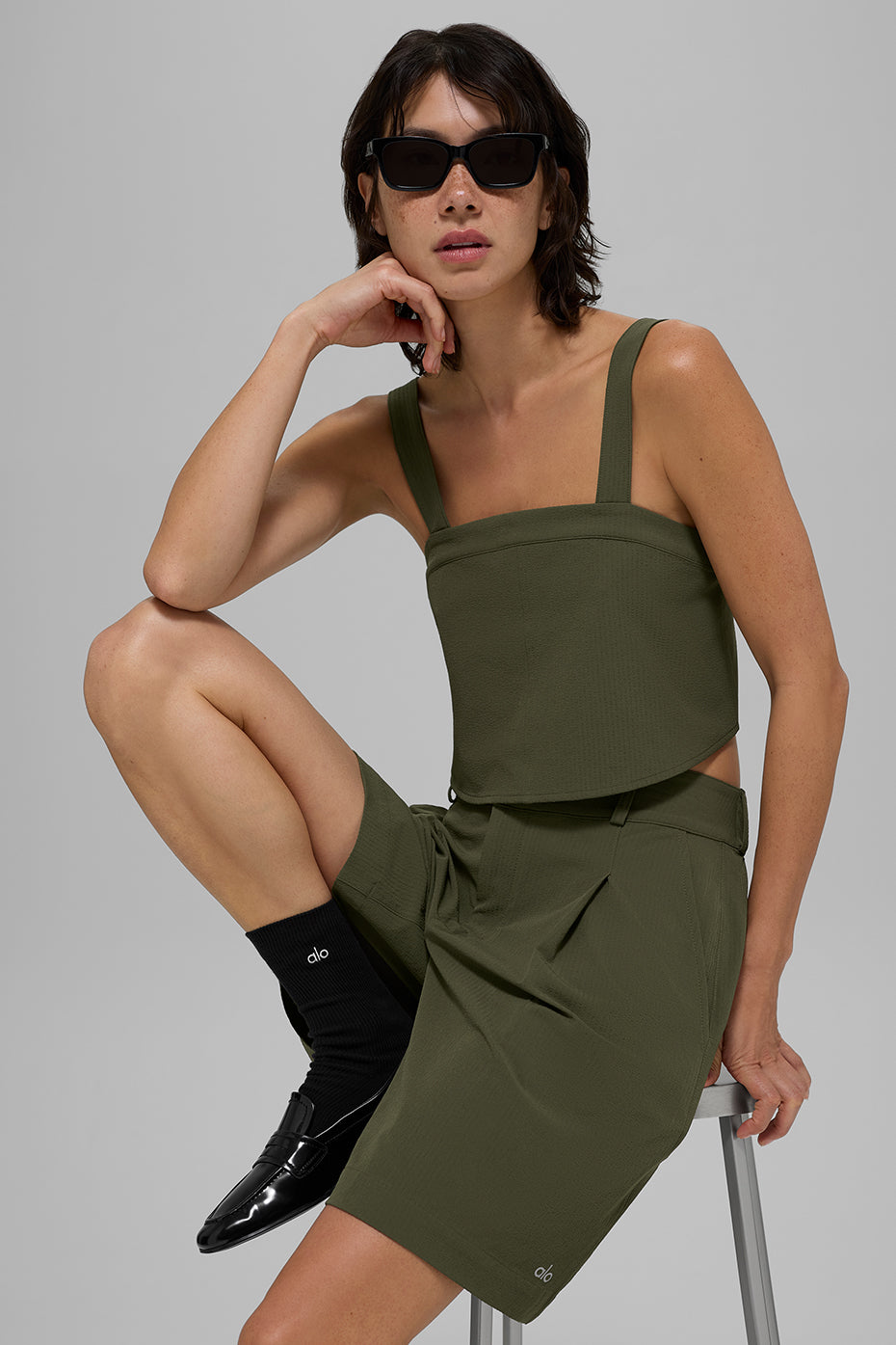 Cropped Dreamscape Tank - Green Olive--2