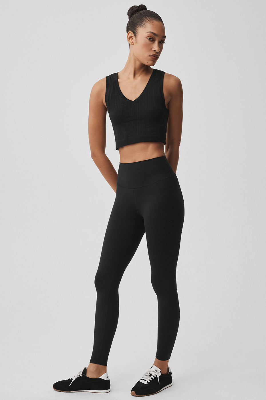 Seamless Pointelle Tank - Black--5
