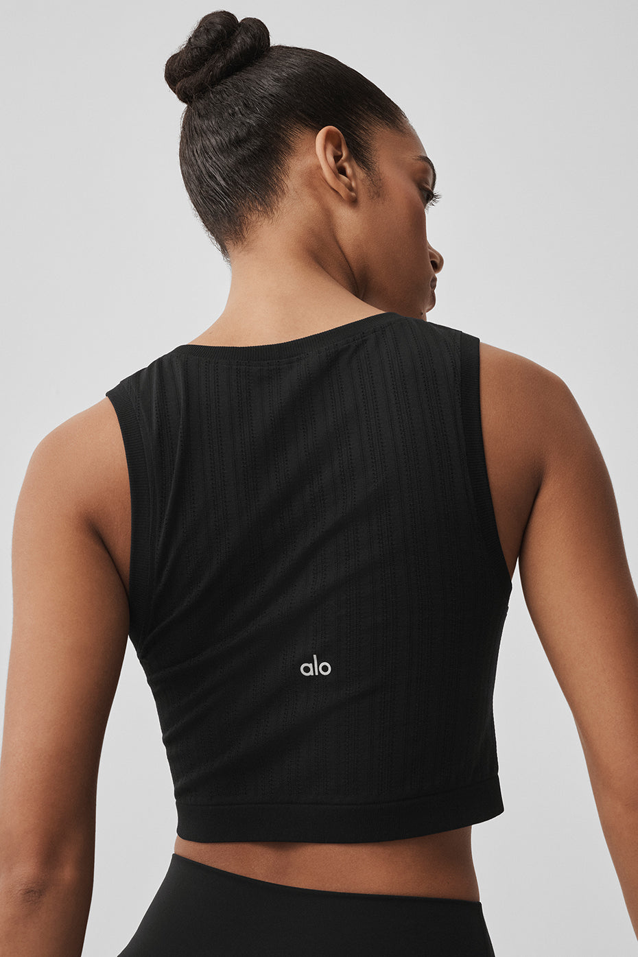 Seamless Pointelle Tank - Black--3
