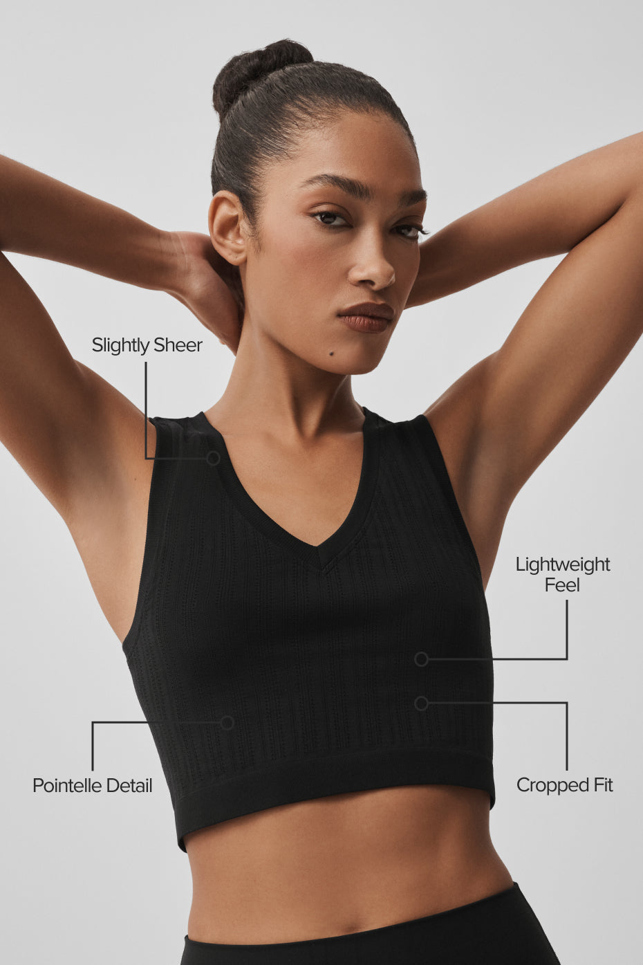 Seamless Pointelle Tank - Black--1