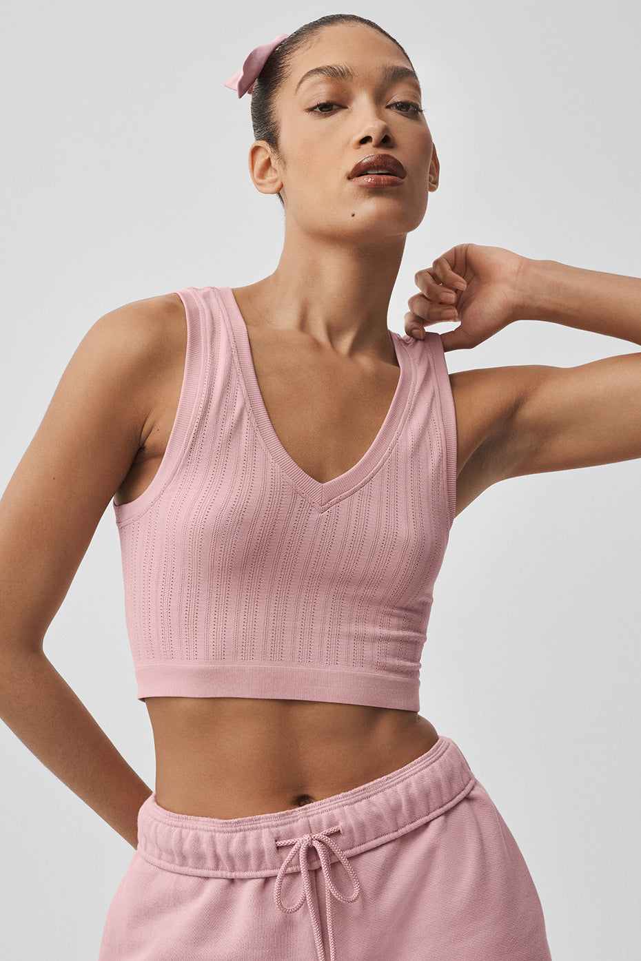 Seamless Pointelle Tank - Vintage Pink--2