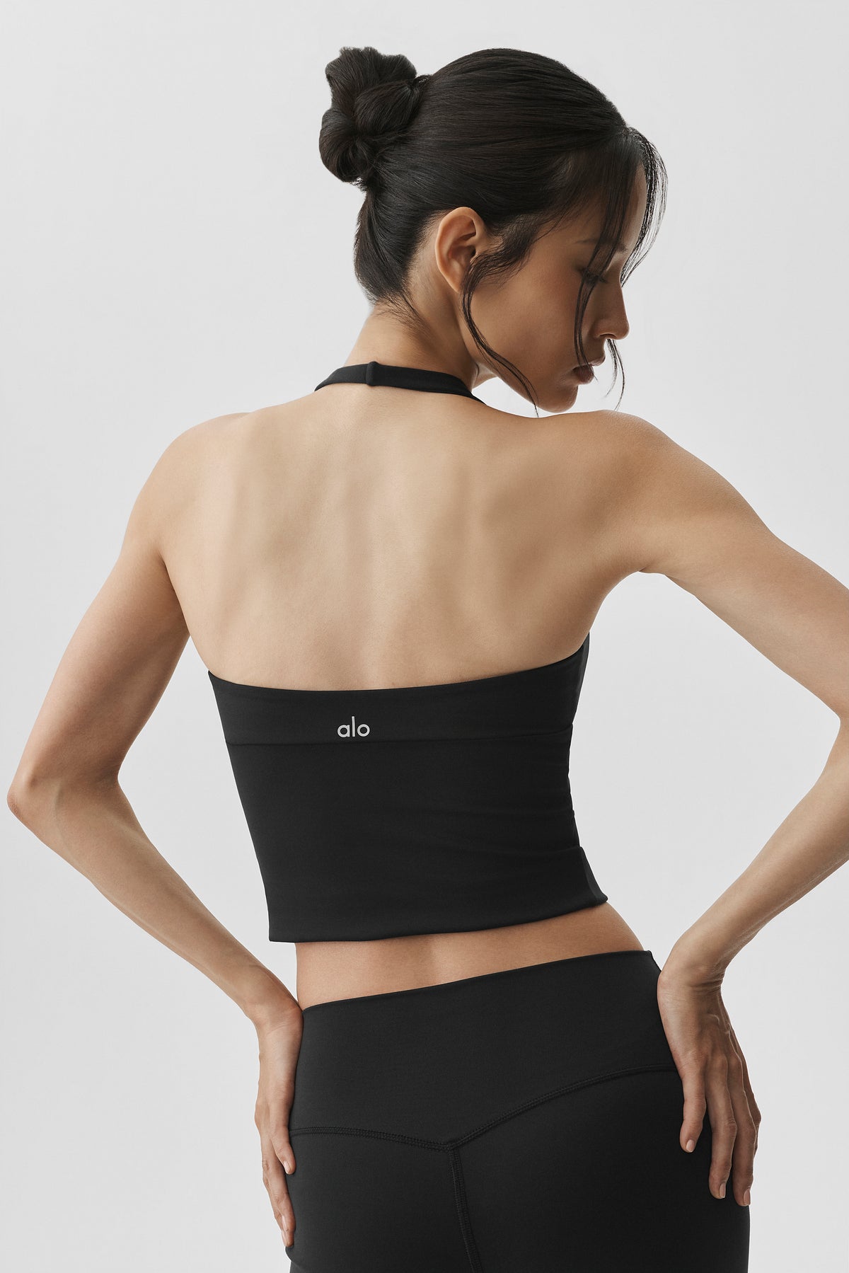 ALO Softsculpt Precision Halter Tank - Black--2
