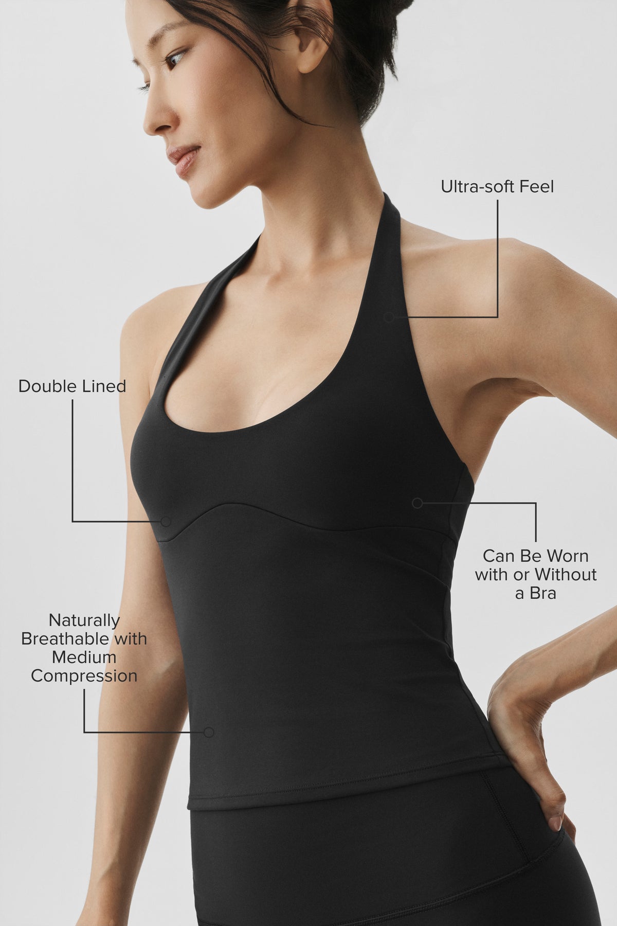 ALO Softsculpt Precision Halter Tank - Black--1